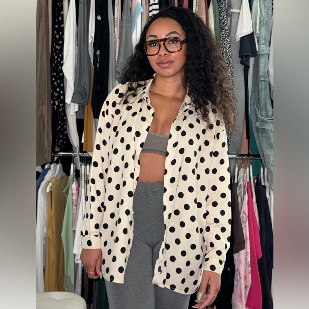 Polka Dot Button-Up Shirt